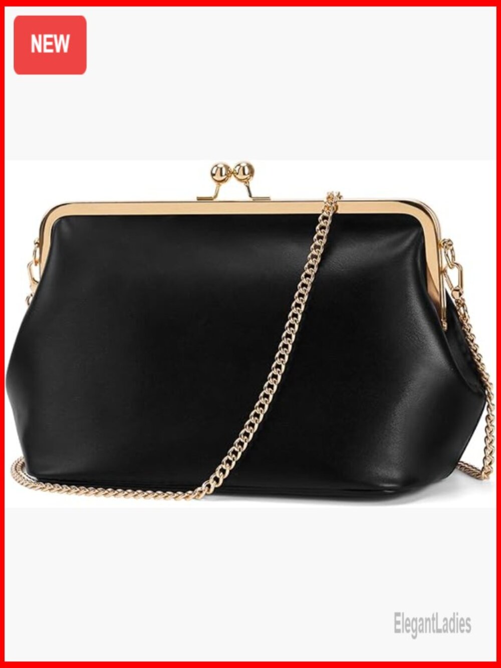 Medium Pu Leather Kiss Lock Crossbody Bag With Detachable Strap Tote